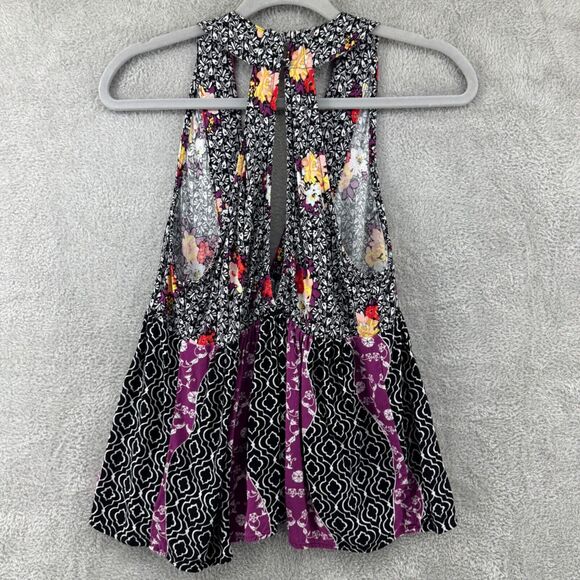 Free People Top Womens XS Black Dream Darlin Deep V-Neck Babydoll Boho Flowy - Picture 7 of 14